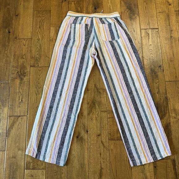 Old Navy Striped Linen Blend Drawstring Pants Relaxed Comfy Women's Sz XS - Picture 6 of 7
